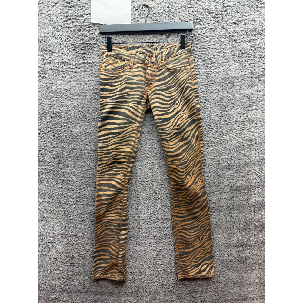Robin's Jeans Marilyn Low Rise Tiger Print Studded Skinny Denim Jeans Size 23